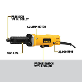 DWE4887 at 25,000 RPM delivers efficient material removal in metalworking.