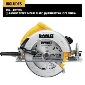 DEWALT DWE575 with a 15A motor delivering steady power for tough cuts.