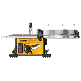 Durable metal roll cage base of the DEWALT DWE7485 withstands rugged jobsite use.