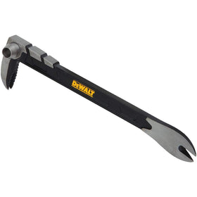DEWALT DWHT55524 10in claw bar front view highlights wide strike face for precise nail extraction.