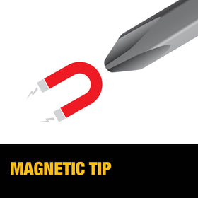 DEWALT DWHT65201 magnetic-tip closeup highlights secure screw engagement.