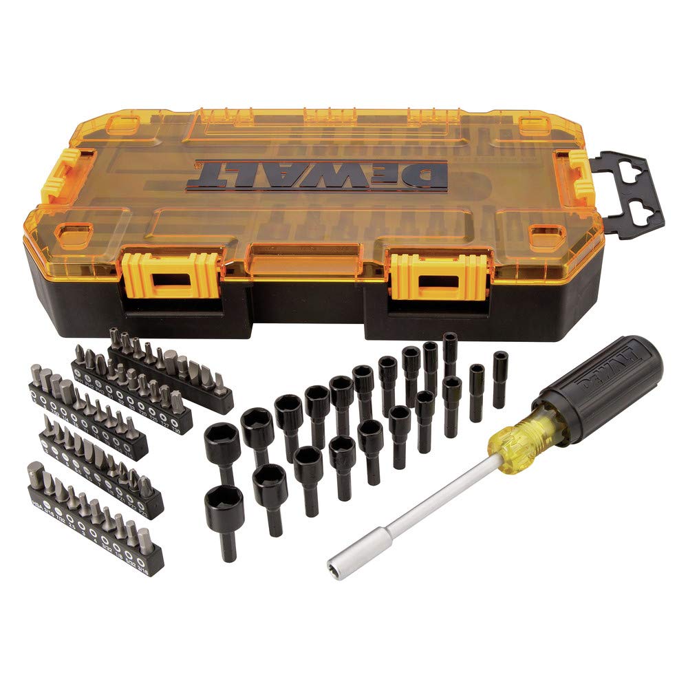 DEWALT DWMT73808 71-piece bit set in a case for organized DIY projects