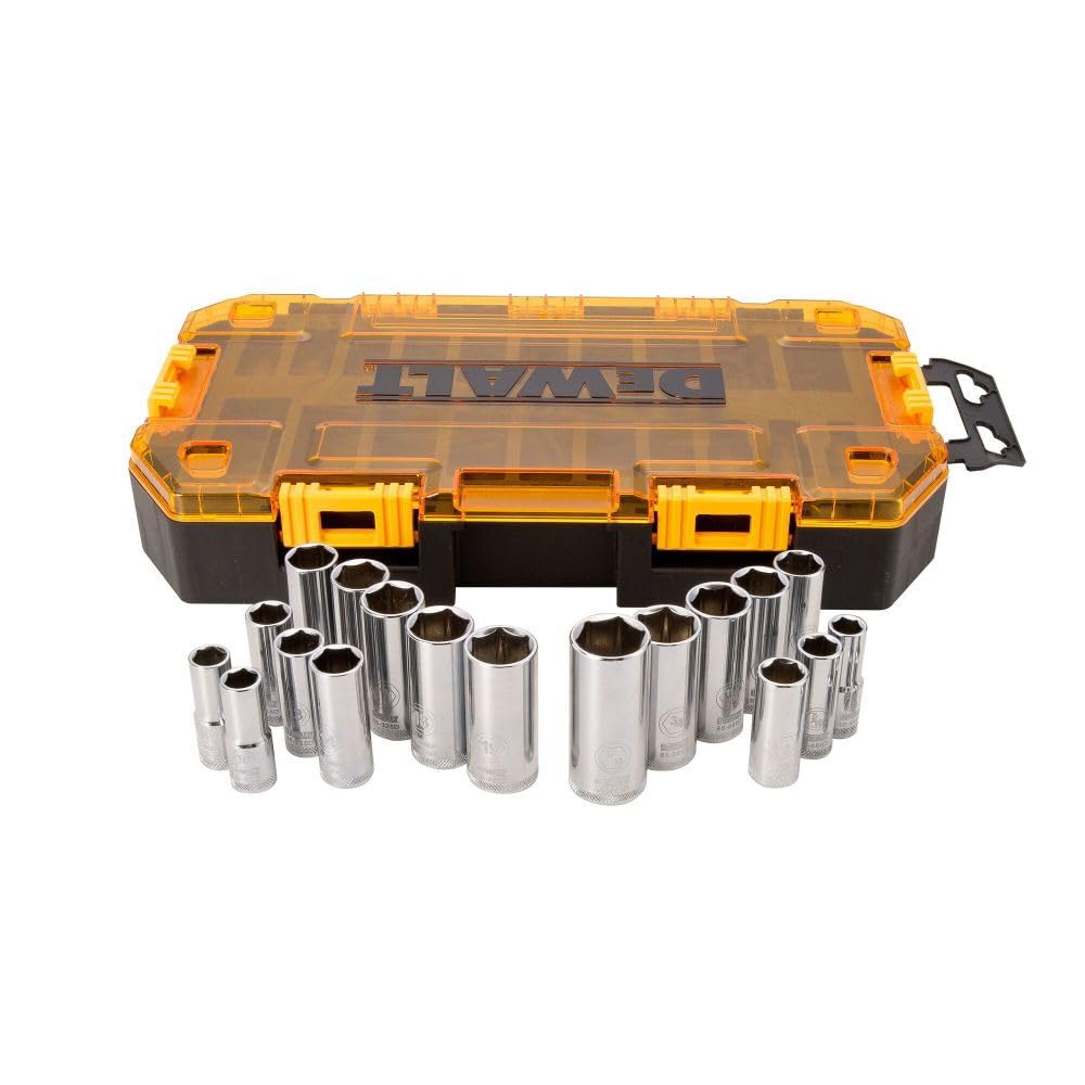 DEWALT DWMT73812 3/8 in drive deep sockets offer firm grip in tight spaces.