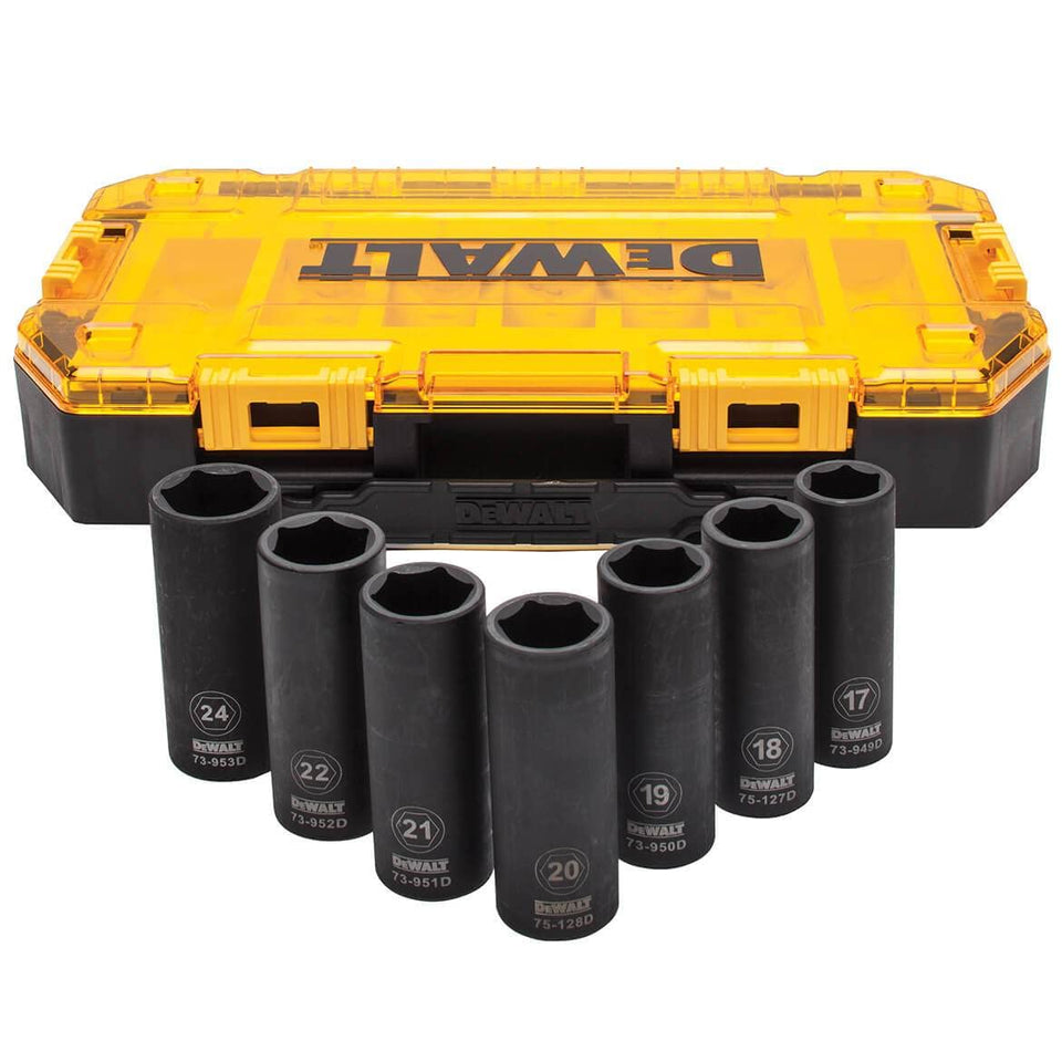DEWALT DWMT74737 deep-drive socket set with robust construction for long-term use.