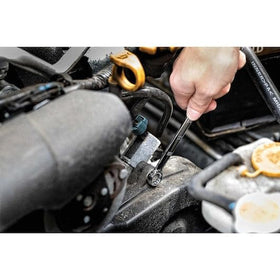 DEWALT full polish chrome finish resists corrosion on tools.