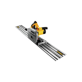 DEWALT DWS520K dual-edge-tracks ensure straight cuts in both directions for panels.