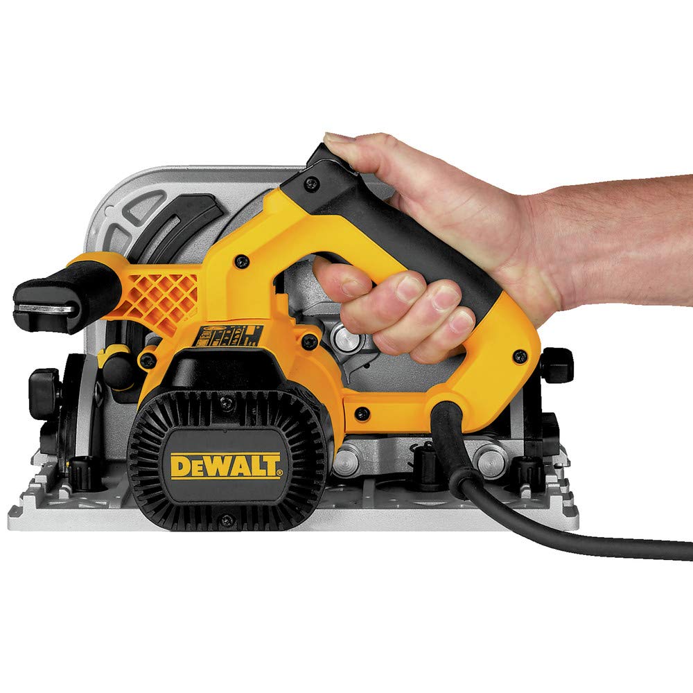 DEWALT DWS520K dust-collection-ready design reduces cleanup after use.