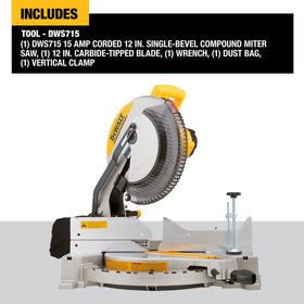 DEWALT DWS715 machined base fence ensures stable, durable cuts.