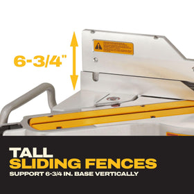 DEWALT DWS779 3,800 RPM motor shown delivering solid cutting power