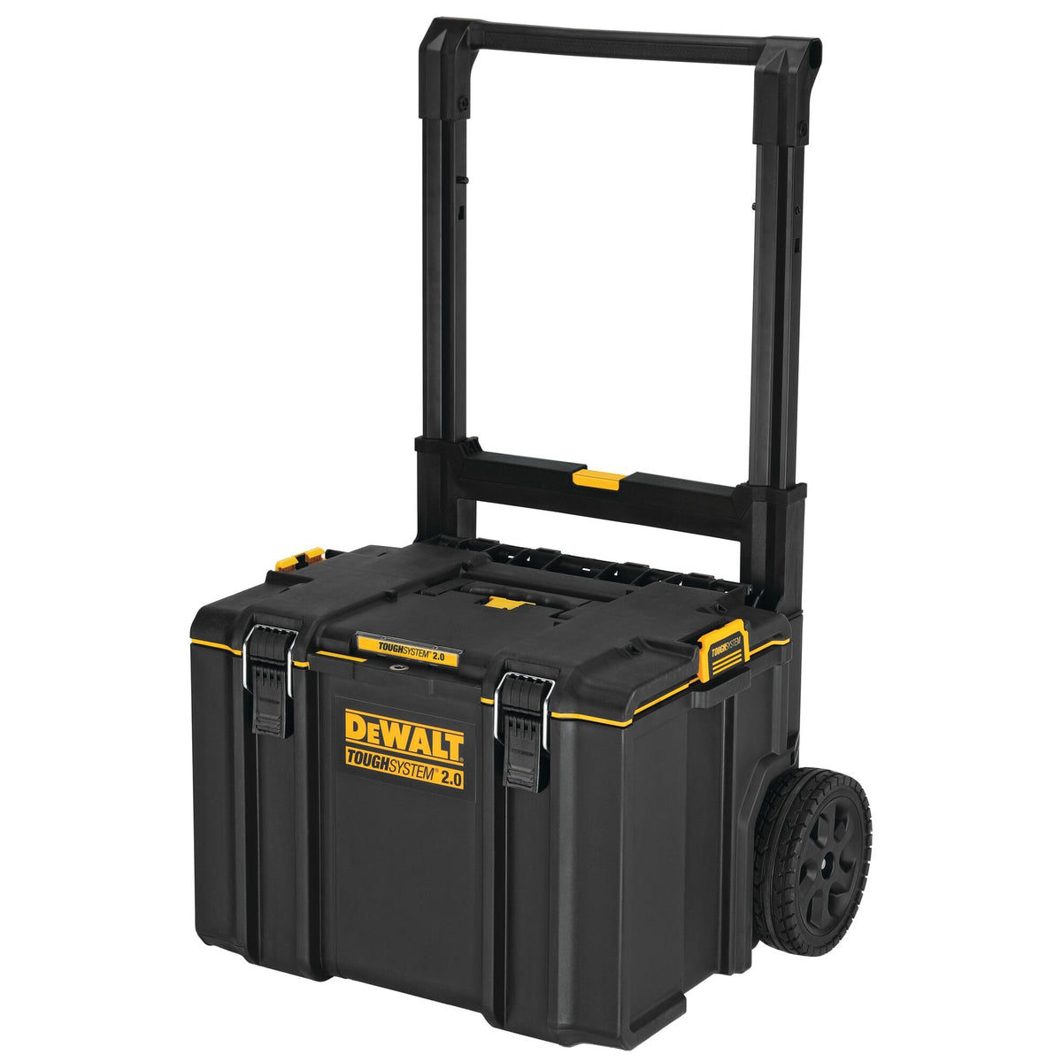 DEWALT DWST08450 Tough System 2.0 rolling toolbox on rugged terrain for easy mobility