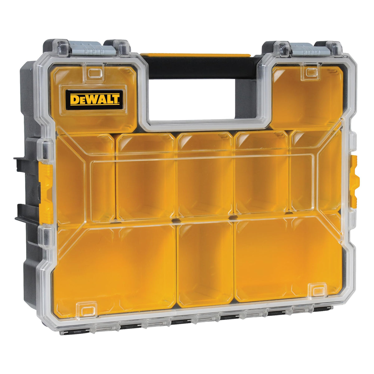 DEWALT DWST14825 IP53-rated organizer offering weather resistant protection and durable latches for tough jobs