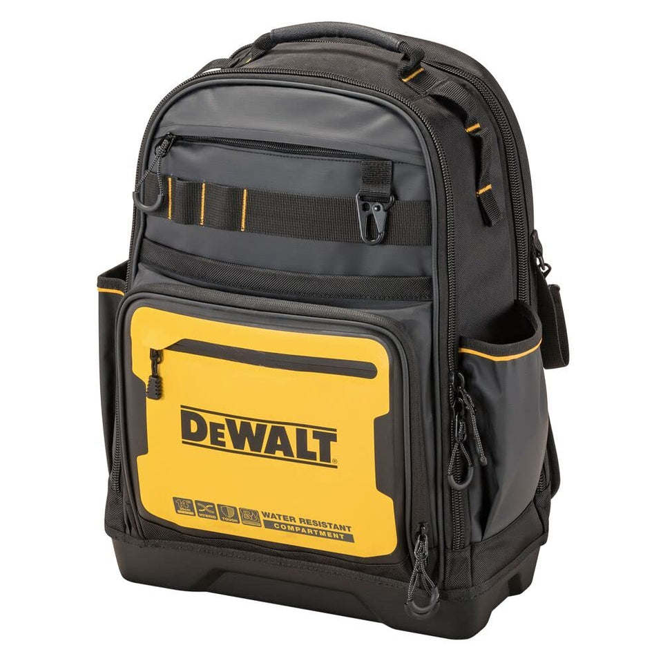 DEWALT DWST560102 tool backpack shows rugged fabric for durable on-site use.