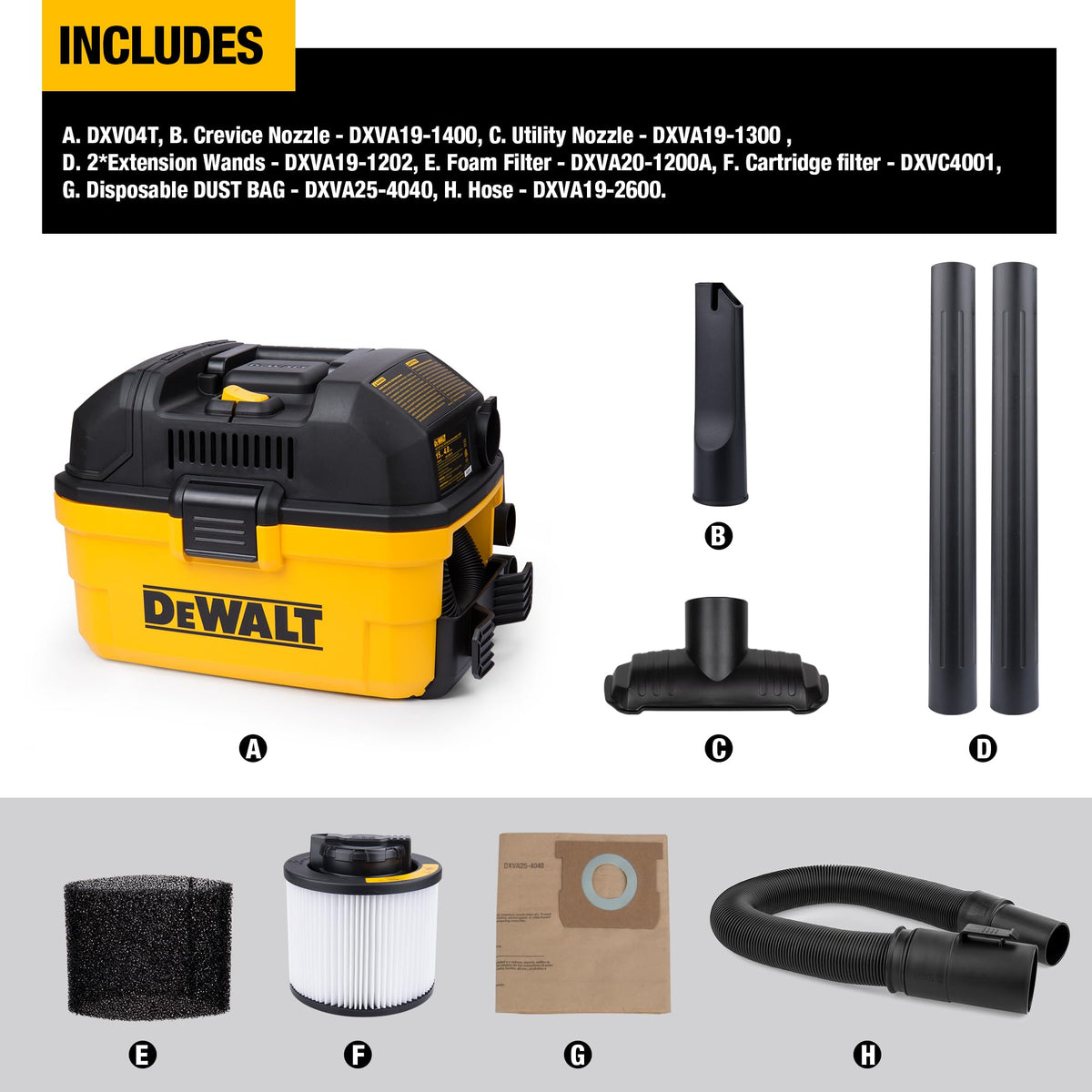 DEWALT DXV04T front controls provide easy access and quick operation.