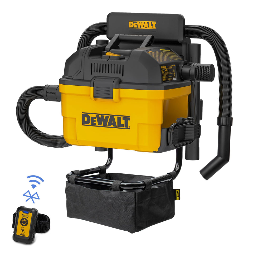 DEWALT DXV06G wall-mount design saves garage floor space.
