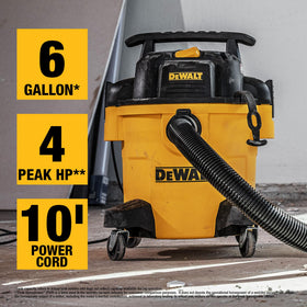 DEWALT DXV06P 6-gallon tank in rugged yellow and black for tough jobs.