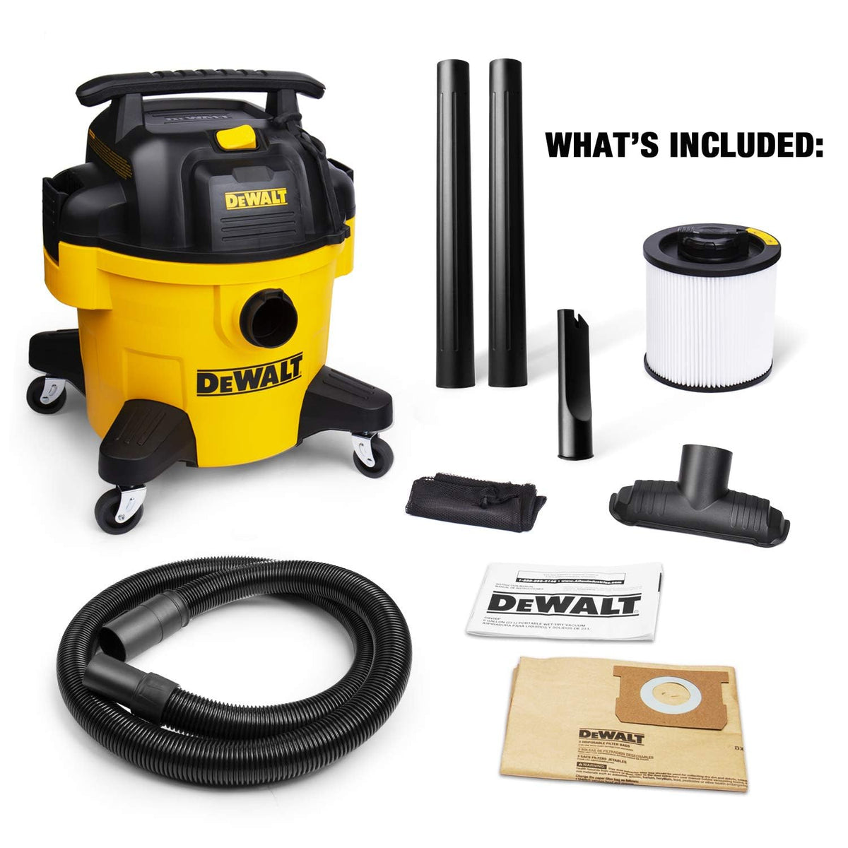 DEWALT DXV06PZ 6-gallon tank ideal for mid-size cleanups and spills.