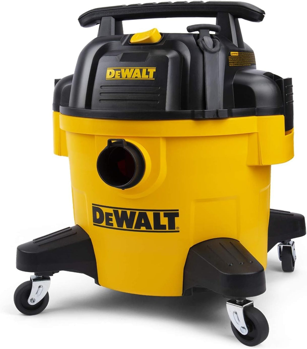 DEWALT DXV06PZ front view highlighting rugged design for tough jobsite cleanup.