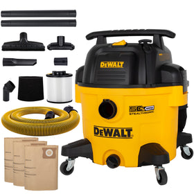 DEWALT DXV09P-QTA quiet vacuum side view for shop use