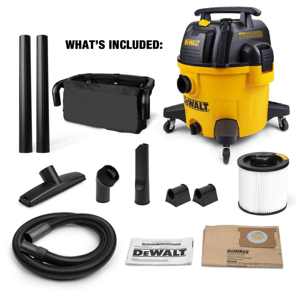 DEWALT DXV09PA built-in tank drain simplifies liquid disposal.