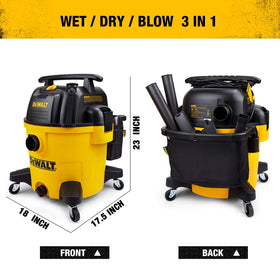 DEWALT DXV10P accessory bag keeps tools organized during cleanup.