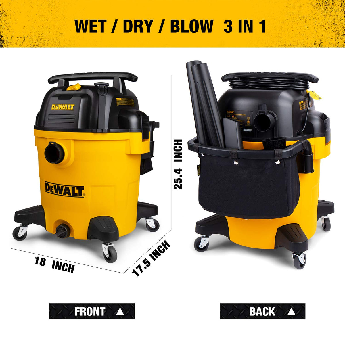 DEWALT DXV12P 12-gallon tank captures wet spills and dry debris efficiently