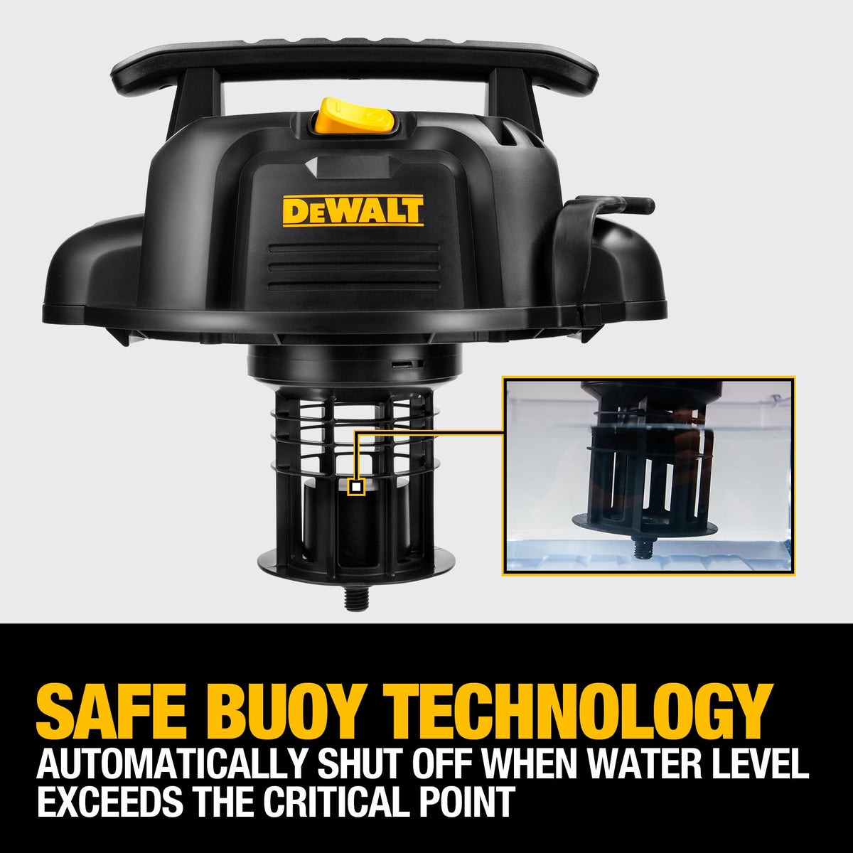 DEWALT DXV16PA drain-port hose adapter speeds liquid removal.