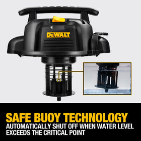 DEWALT DXV16PA drain-port hose adapter speeds liquid removal.