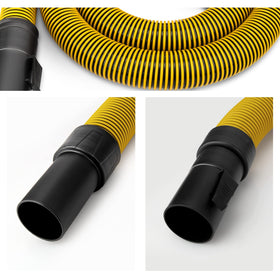 DeWalt DXVA19-2500 vacuum hose extended to demonstrate 7 ft reach