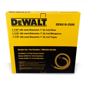 Packaging image of DeWalt DXVA19-2500 hose and included accessories