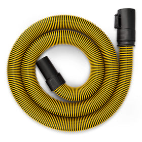 DeWalt DXVA19-2500 vacuum hose closeup showing durable build for tough cleanups
