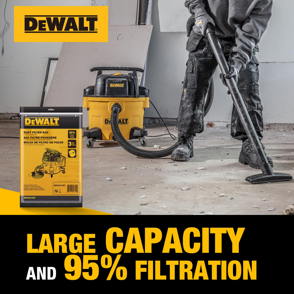DEWALT 3-pack arrives in tear-resistant packaging for safe storage.