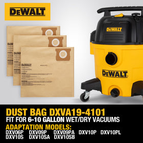 DEWALT filter bag handles drywall dust and wood chips for cleaner job sites.