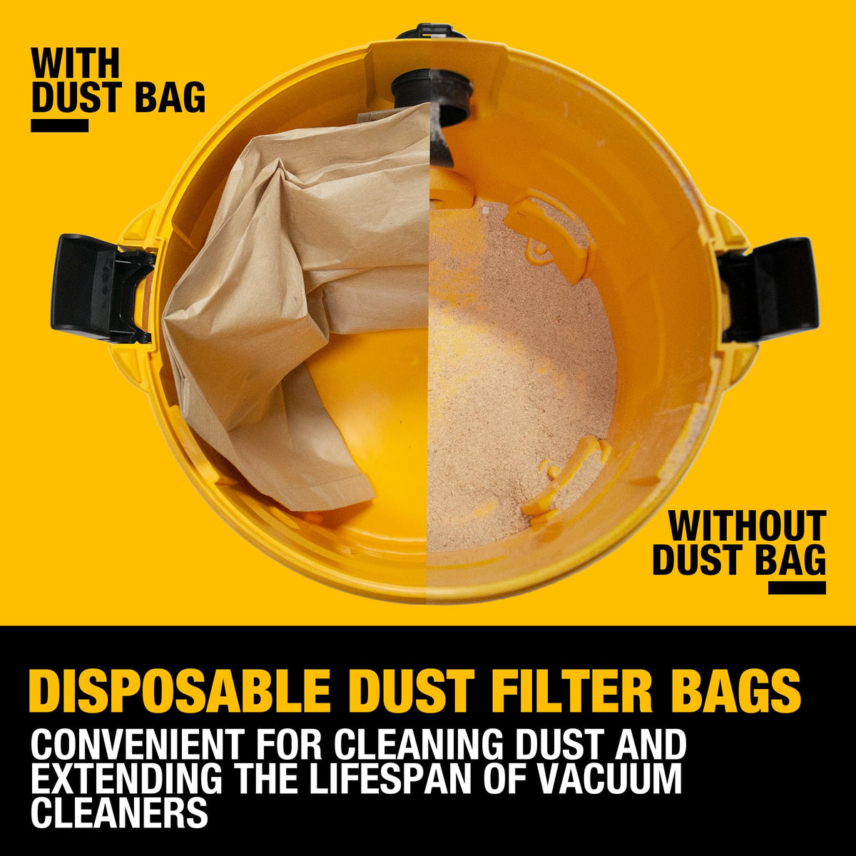 DEWALT DXV-compatible bags support efficient site cleanup.