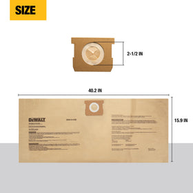 DEWALT DXVA19-4102 bag installation step showing tool-free setup for fast changes
