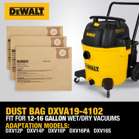 DEWALT DXVA19-4102 filter bag material trapping fine dust for cleaner vacuums
