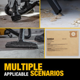 DEWALT DXVA19-4102 reinforced bag resists tearing during high-volume cleanup