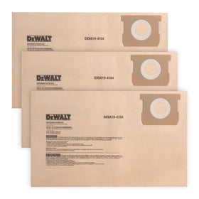 DEWALT DXVA19-4104 dust filter bags packaging for easy replacement on job sites.