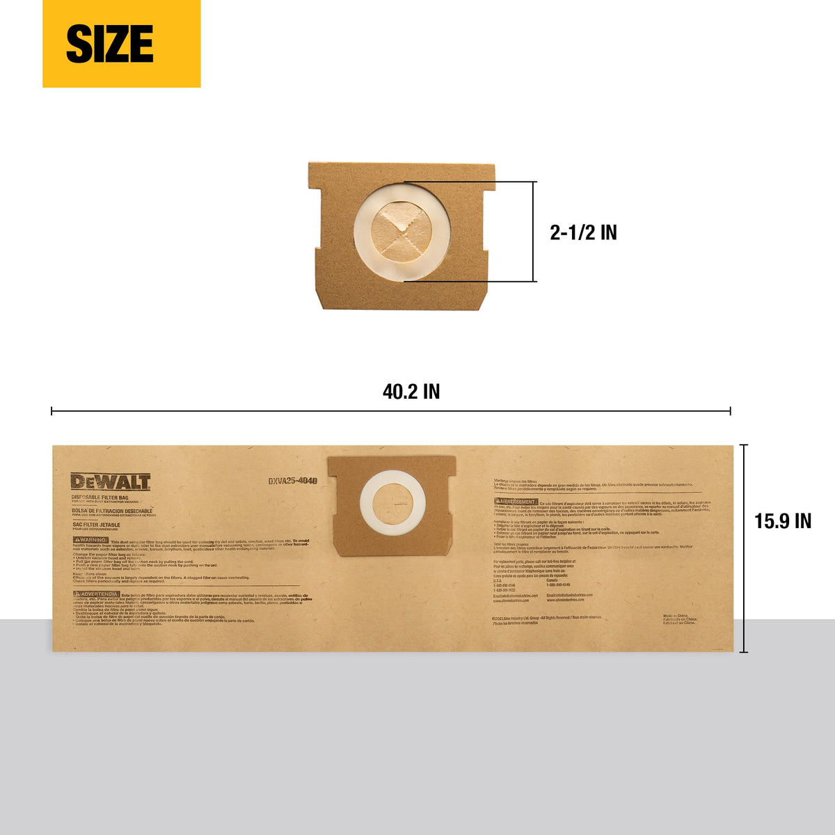 Close-up of the bag packaging showing durable materials and seals.