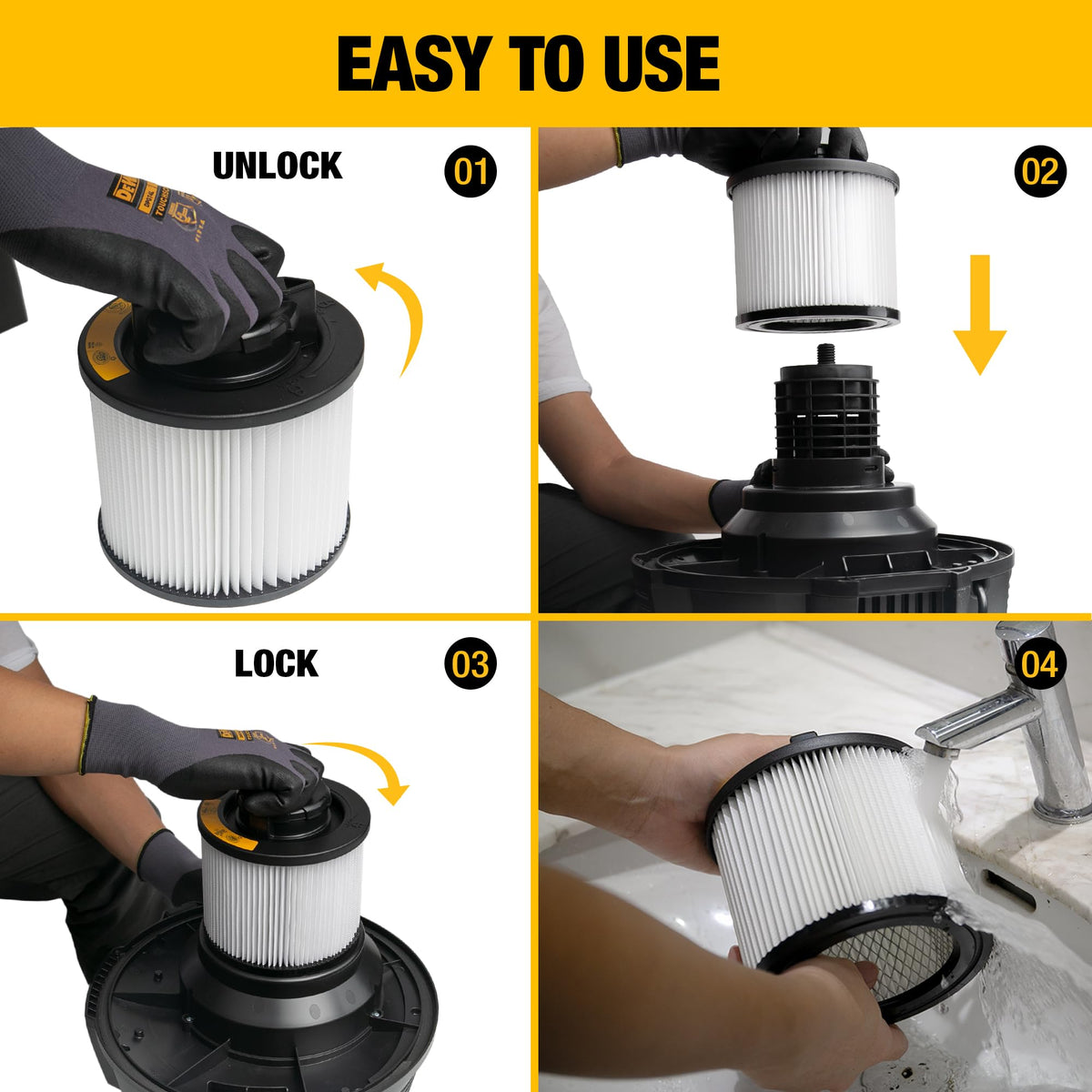 Single-pack DEWALT replacement filter ready for use