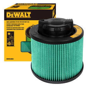 DEWALT DXVC4003 HEPA cartridge filter in use for high-efficiency vacuums