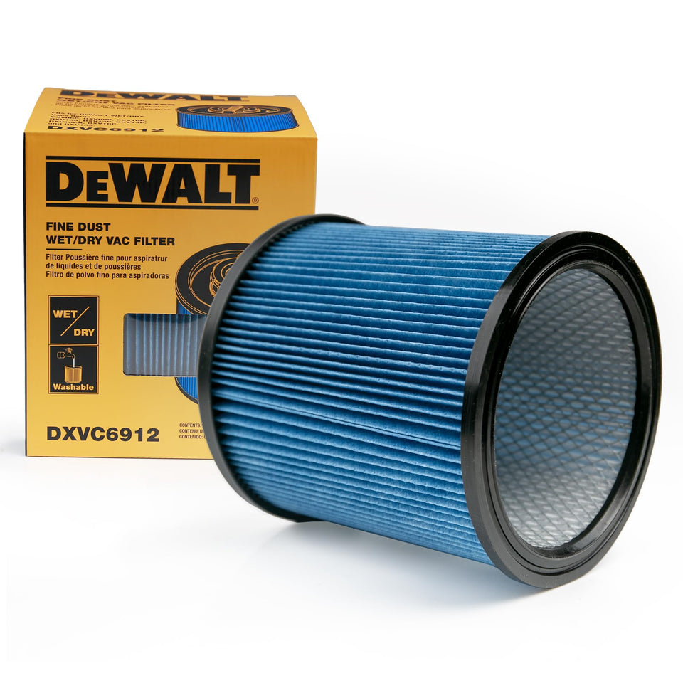 DEWALT DXVC6912 filter close-up highlighting pleated design for high-efficiency filtration