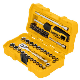 DEWALT ergonomic handle with anti-slip grooves ensures comfortable all-day use.