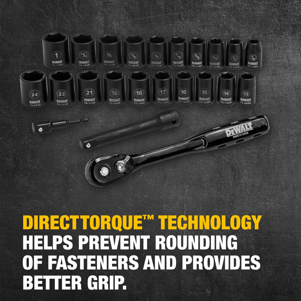 DEWALT extension bar for reaching difficult fasteners