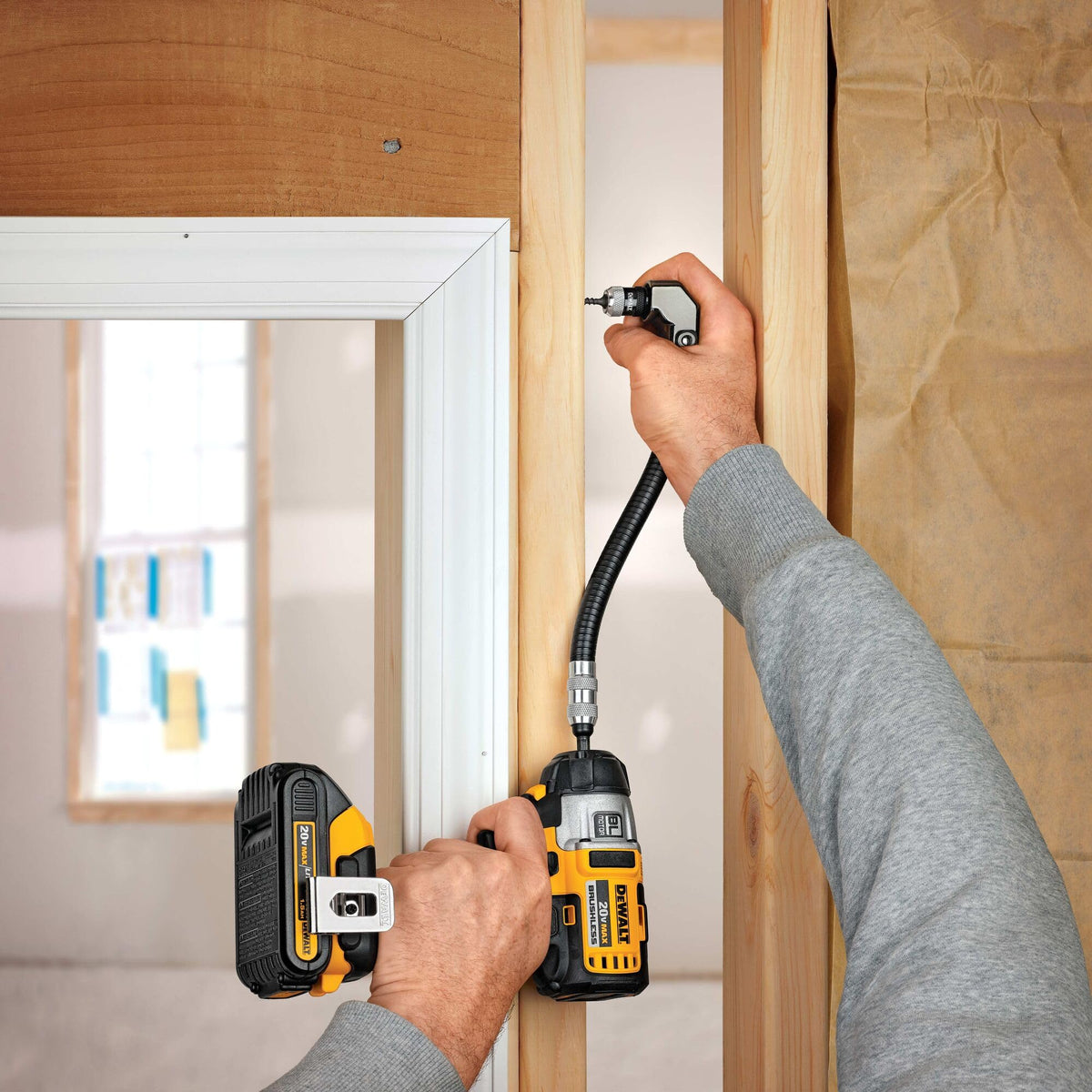 DEWALT flex shaft right-angle attachment enables corner access