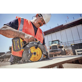 DEWALT FLEXVOLT 60V Max circular saw bevel 57 degrees enables accurate angled cuts.