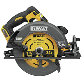 DEWALT FLEXVOLT 60V Max circular saw LED light enhances visibility for precise work.