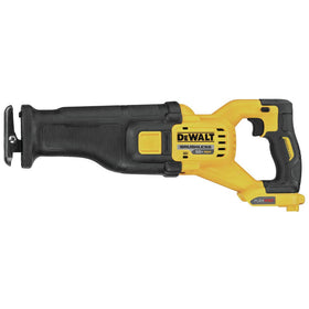 DEWALT FLEXVOLT 60V Max reciprocating saw showing quick blade changes and tool-less clamp.