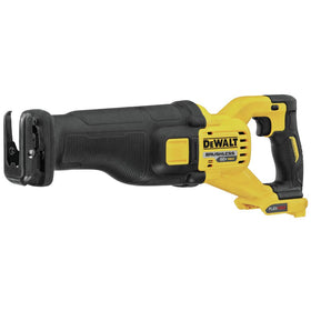 DEWALT FLEXVOLT 60V Max reciprocating saw with LED light improving visibility on dim sites.