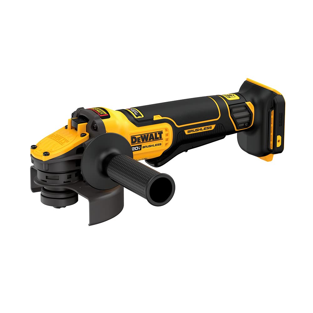DEWALT FLEXVOLT ADVANTAGE angle grinder showing powerful performance for metal grinding tasks