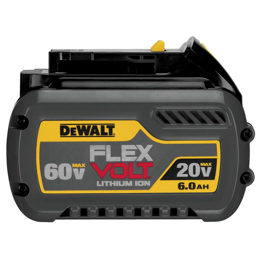 DEWALT DCB606 front view shows compact, versatile battery for multiple tool platforms.